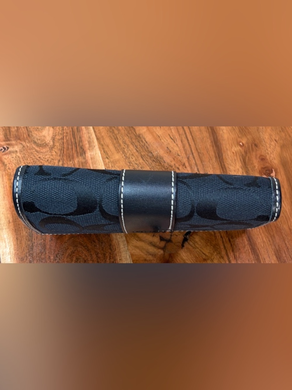 Vintage COACH Signature C Black Jacquard Leather Trifold Wallet Like New - Picture 13 of 16